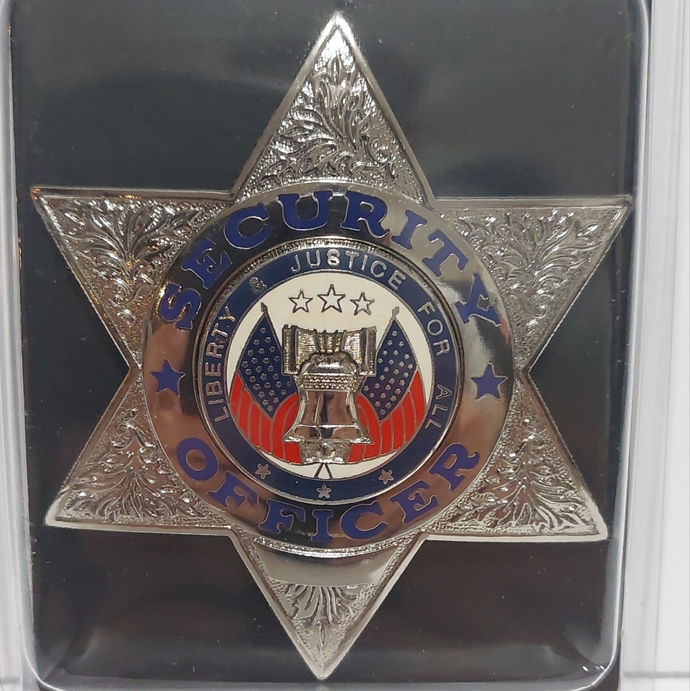 SECURITY OFFICER Private Security Guard Badge Shield 6-Point Star SILVER
